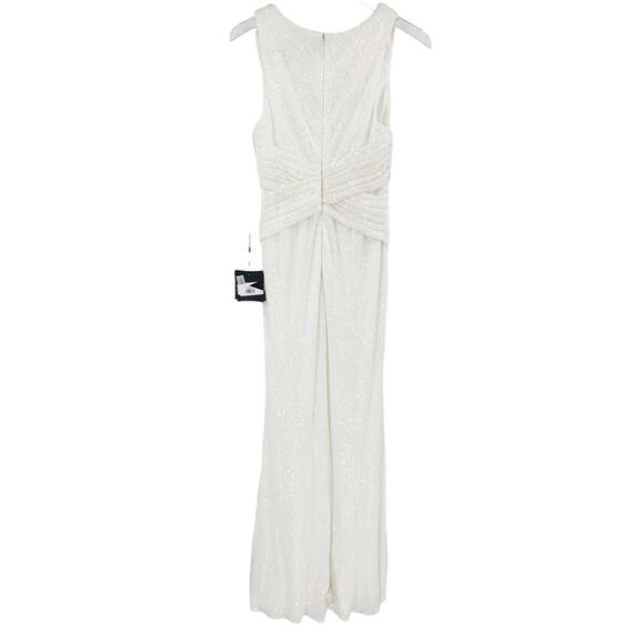 MAC DUGGAL Dress Size 8 Evening Gown Sequin NEW White V Neck Wrap Waist - Picture 5 of 8